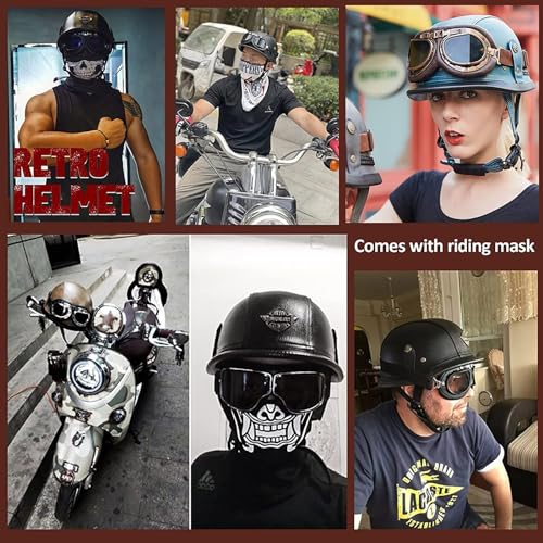 SHIZICONG Retro Leather Motorcycle Half Helmet, DOT Approved - Image 5