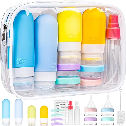 KKEETUR Silicone Travel Bottles Toiletries Kit