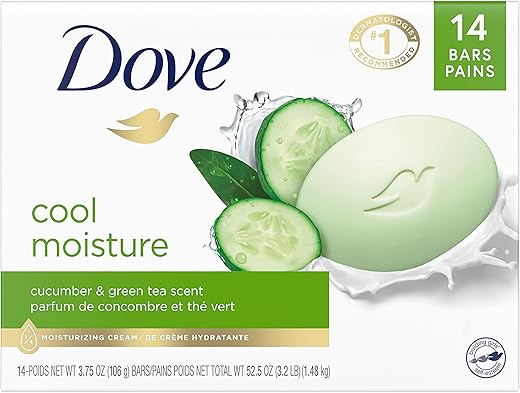 Dove Skin Care Beauty Bar Cucumber Green Tea 3.75 oz, 14 Bars
