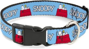 Buckle-Down Sky Blue Snoopy & Woodstock Dog Collar