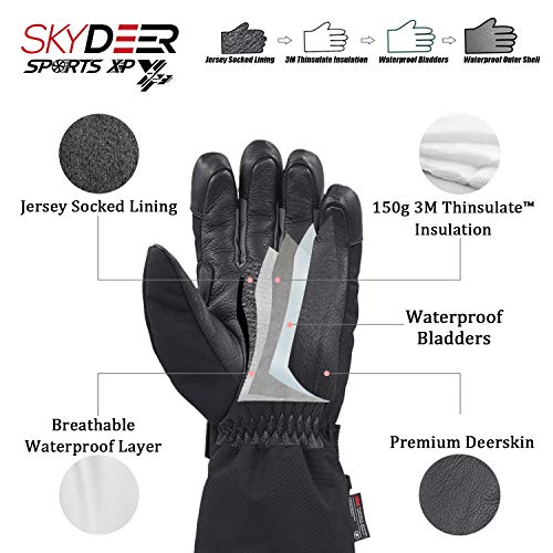 SKYDEER Waterproof Deerskin Leather Ski Gloves SD8648T - Image 2