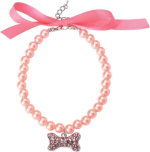 YangQian Small Dog Cat Pearl Collar Necklace
