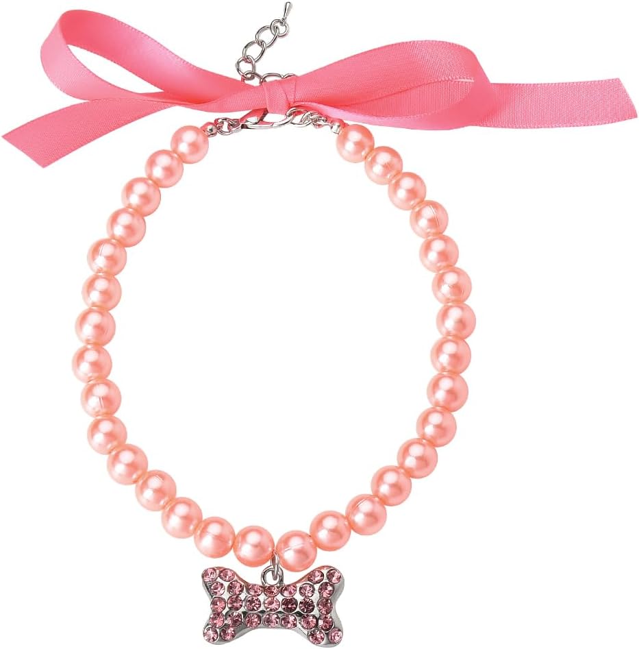YangQian Small Dog Cat Pearl Collar Necklace