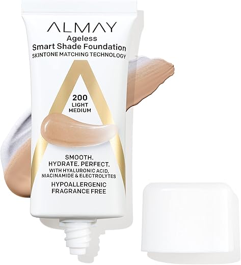 Almay Smart Shade Face Makeup With Hyaluronic Acid, Niacinamide, Vitamin C & E, 200 Light Medium