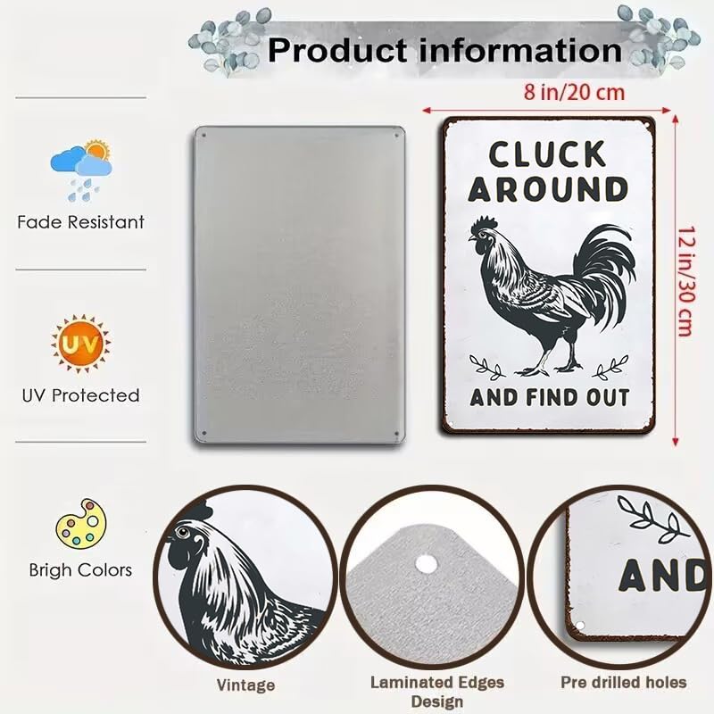 Smilelife Cluck Around Tin Sign Decor 8 X 12 Inch (3020) - Image 2
