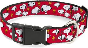 Buckle-Down Snoopy & Woodstock Dog Collar, Red