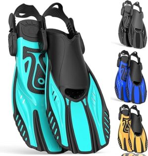 Otowaving Snorkel Fins Adjustable Open Heel Flippers