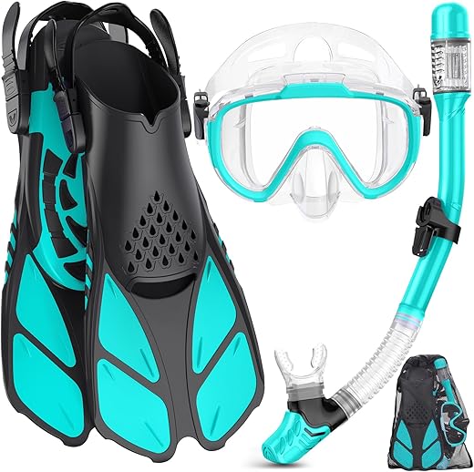 Ubekezele Snorkeling Gear Set With Mask, Snorkel, Fins