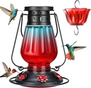 Kingsyard Solar Hummingbird Feeder, Leak-Proof Glass, 24 Ounce