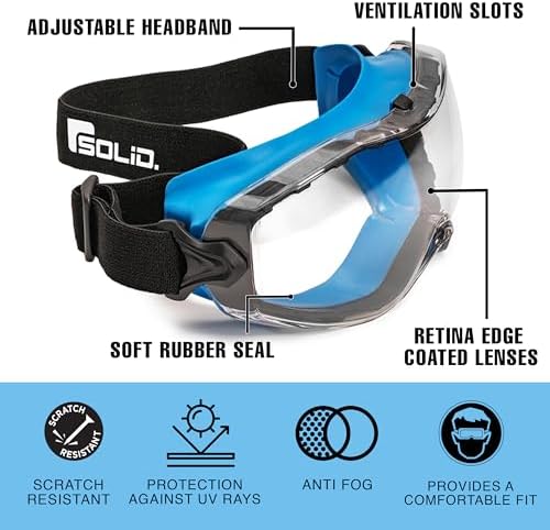 SolidWork Anti-Fog Safety Goggles With Adjustable Headband - Image 2