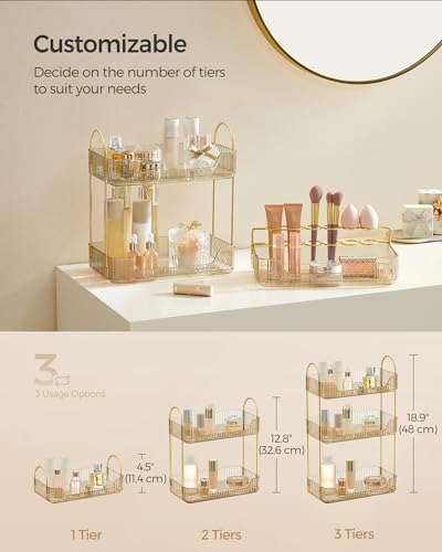 SONGMICS Makeup Organizer, 3-Tier Skincare Countertop - Image 3