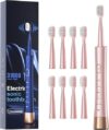 AJELU Sonic Electric Toothbrush, USB Rechargeable, Pink