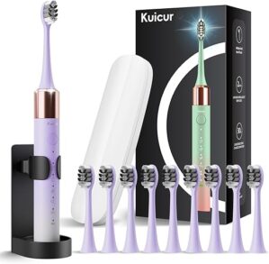 Kuicur Sonic Rechargeable Toothbrush With 10 Heads
