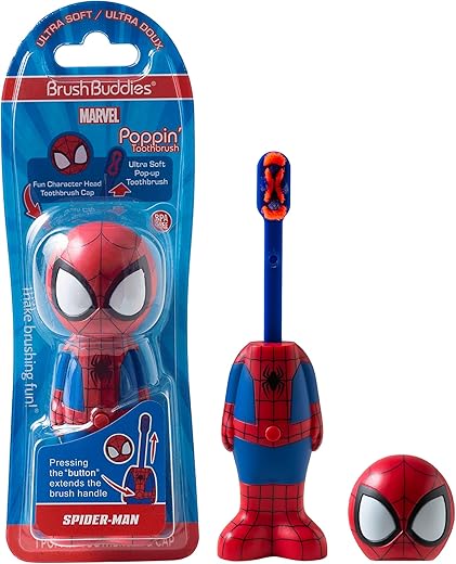Brush Buddies Spider-Man Kids Soft Pop-up Toothbrush