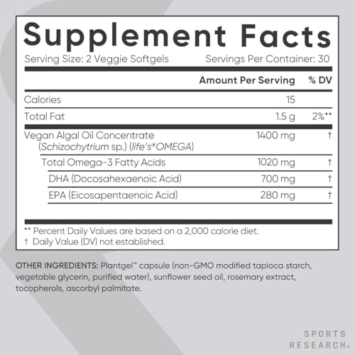 Sports Research Vegan Omega-3 Algae Oil Supplement - Image 4