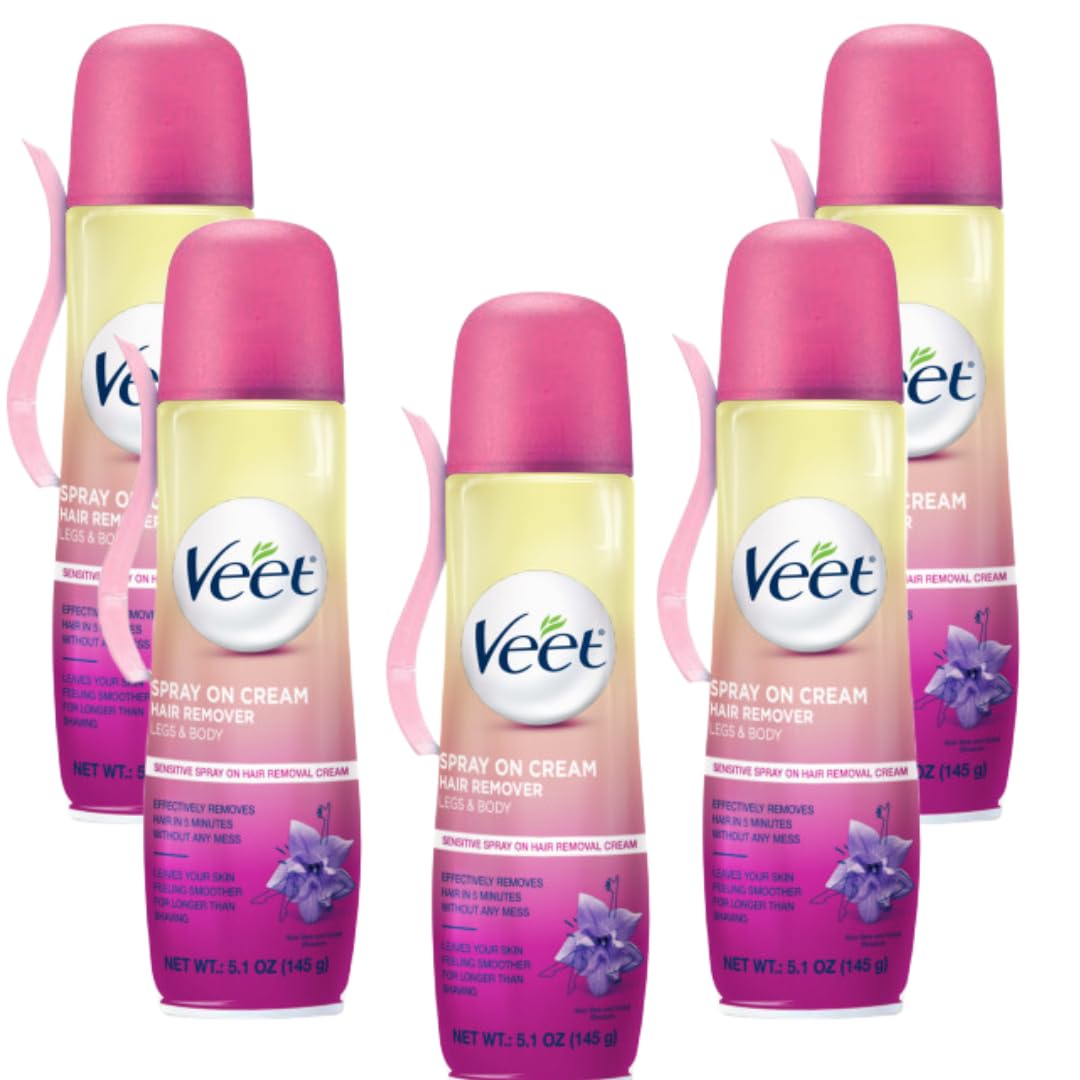 Veet Spray On Hair Removal Cream, 5-Pack