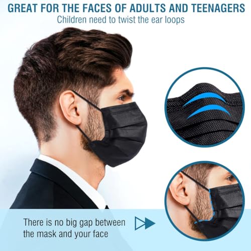 SRHMX Black 3 Layer Disposable Face Masks - Image 4