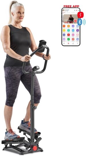 Sunny Health & Fitness Stepper for Home Workout with Resistance Bands