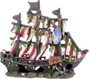 Penn-Plax Striped Sail Shipwreck Aquarium Decoration