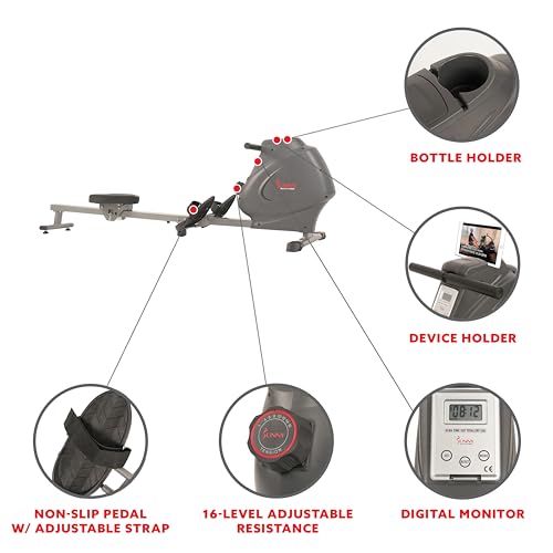 Sunny Health & Fitness Compact Rowing Machine With Smooth Motion - Image 3
