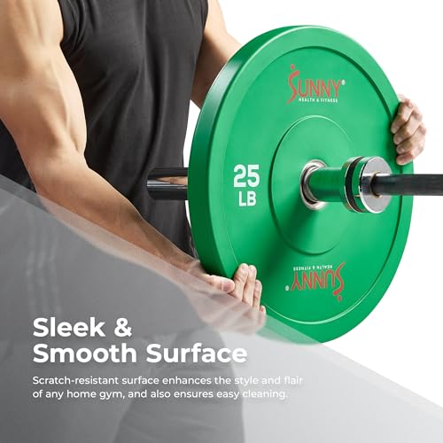 Sunny Health & Fitness Elite 2-Inch Rubber Olympic Bumper Plate - Image 4