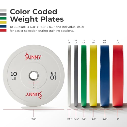 Sunny Health & Fitness Elite 2-Inch Rubber Olympic Bumper Plate - Image 2
