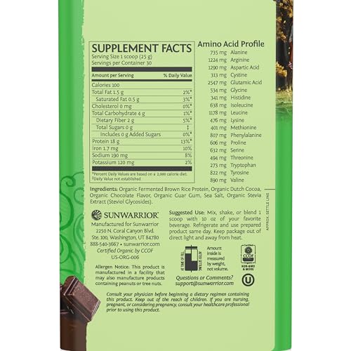 Sunwarrior Brown Rice Protein Powder Chocolate 750g - Image 2