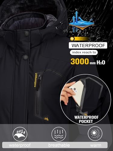 TACVASEN Women's Winter Hooded Fleece Ski Jacket - Image 3