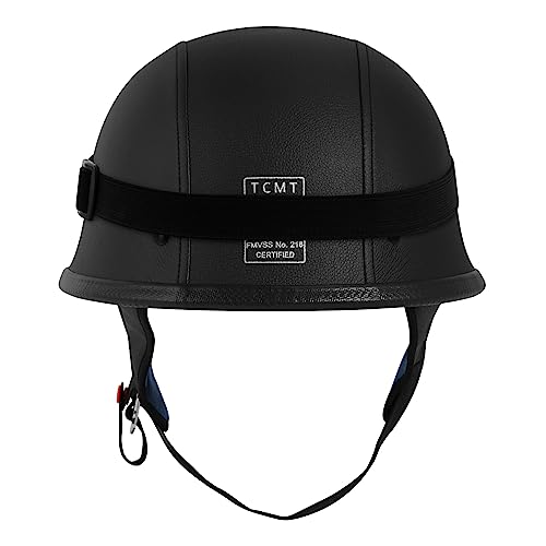 TCMT German Motorcycle Open Face Helmet (Black) - Image 5
