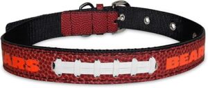Pets First Tough Leather NFL Chicago Bears Dog Collar, Small