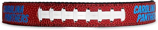 Pets First Tough Leather NFL Panthers Dog Collar
