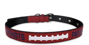 Pets First Tough Leather NFL Patriots Dog Collar