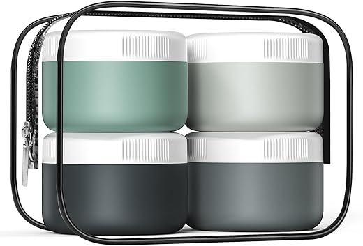 kuangre Travel Containers For Toiletries, Silicone Jars