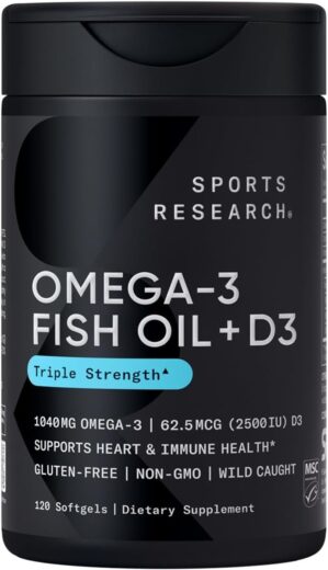 Sports Research Triple Strength Omega-3 Fish Oil Supplement