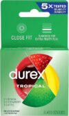 Durex Tropical Flavors Lubricated Latex Condoms, 3 Ct