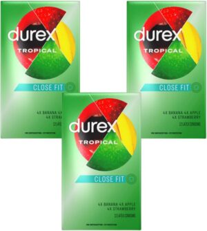 Durex Tropical Natural Rubber Latex Condoms, 12 Count