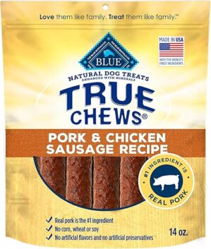 Blue Buffalo True Chews Dog Treats, Pork & Chicken Sausage Recipe