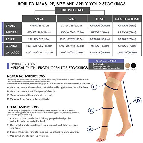 Truform Compression Stockings, Thigh High, Beige, Medium - Image 2