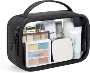 BAGSMART TSA-Approved Clear Makeup Bag, Black
