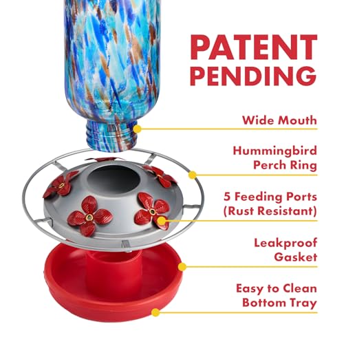 Twinkle Star Twinkle Star Glass Hummingbird Feeder, 28fl.oz - Image 3