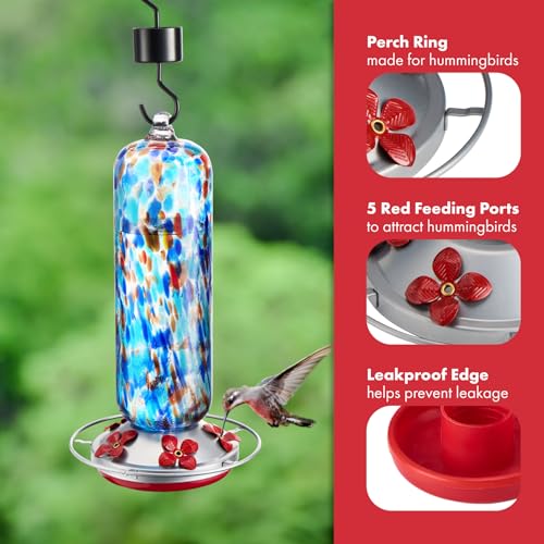 Twinkle Star Twinkle Star Glass Hummingbird Feeder, 28fl.oz - Image 4