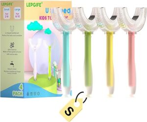 LEPGIFE U Shaped Kids Toothbrush 4 Pack