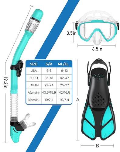 Ubekezele Snorkeling Gear Set With Mask, Snorkel, Fins - Image 5