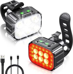 Cuvccn Ultra Bright Bike Lights Set, Rechargeable