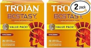 TROJAN Ultra Ribbed Ecstasy Lubricated Condoms