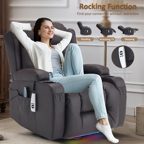 URRED Faux Leather Power Recliner Chair - Image 4