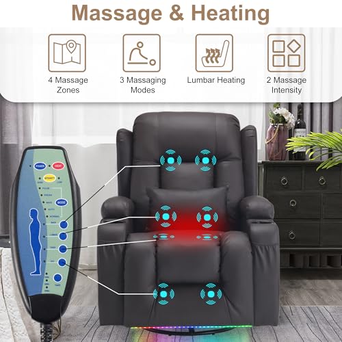 URRED Faux Leather Power Recliner Chair - Image 5