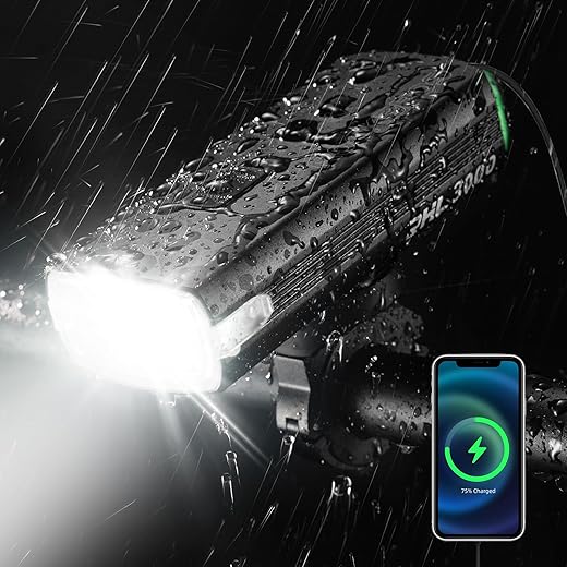 ROCKBROS USB-C Rechargeable Bike Light, 3000 Lumens