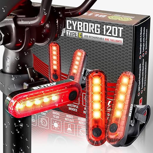 BLITZU USB-C Rechargeable Bike Tail Light 2 Pack