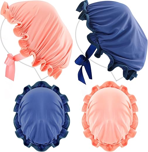 Jiuguva UV Protection Face Mask & Hair Cap Set, Blue/Pink